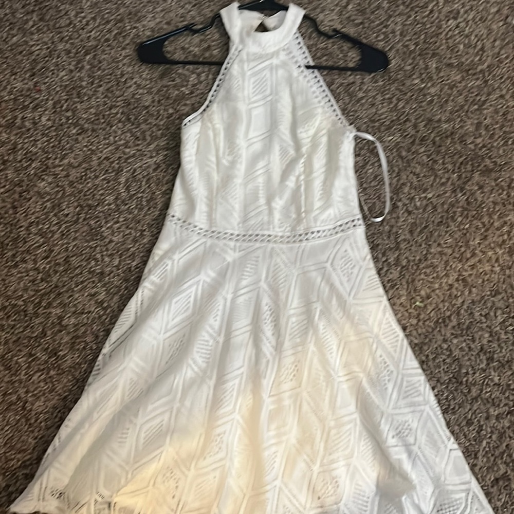 White Patterned Juniors Mini Dress